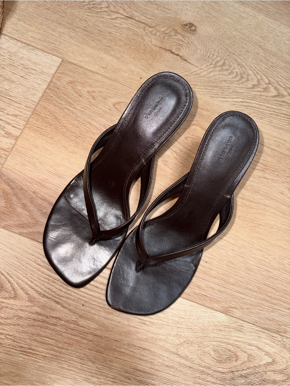 Mango MNG CAPSULE Dark Brown Square-Toe Thong Heel Sandals 38 - Picture 6 of 6